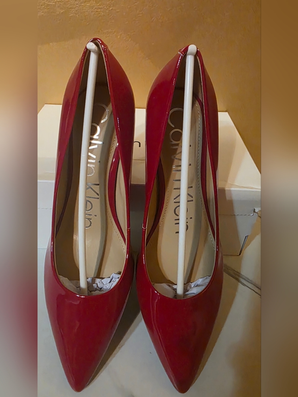 Calvin Klein Women's Glossy Red Pointed-Toe Pumps